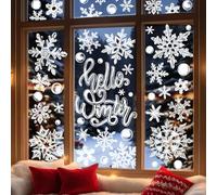XIMISHOP Pack of 4 Large Christmas Snowflake Window Stickers, Super Window Decoration, Christmas Window Pictures, Self-Adhesive, Winter Atmosphere Window Stickers for Christmas, Indoor, Home, Business