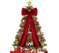 XIMISHOP Wine Red Christmas Tree Topper Bow，120cm Large Long Satin Christmas Tree Wine Red Bow Decorations with Wire for Xmas Tree Holiday Home Indoor Decoration