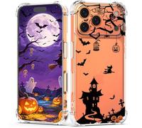 XIMIZU Halloween Clear Case for iPhone 17 Pro Max Bat Pumpkin,Spider Web Design with Soft Slim Fit TPU Four-Corner Anti-Drop Protection Phone Cover for iPhone 17 Pro Max Case