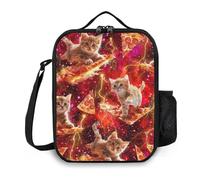 Ximjoju Insulated Lunch Bag, Reusable Portable Lunch Box With Shoulder Strap, Cat Pizza Lunch Bag, Funny Cute Bento Lunchbox Cooler Thermal Meal Tote Kit