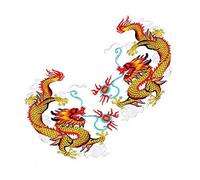 Ximkee 1 Pair Chinese Gold Dragon Embroidery Appliques Sew Iron on Patches