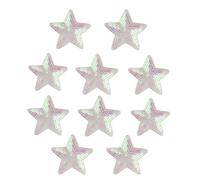 Ximkee Pack of 10 Shiny 5 Star Sequins Sew Iron on Applique Embroidered Patches (White)