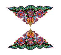 Ximkee (Pack of 2)Triangle Flowers Gardens Embroidered Appliques Sew Iron on Patches Blue