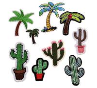 Ximkee (Pack of 9)Tropical Scenes Embroidered Sew Iron on Patches Appliques Coconut Tree Cactus Multi
