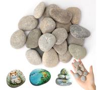 XIMKONTER 20 Pieces Stones for Painting, 3-5 cm Pebbles for Painting, Flat, Natural River Stone for Mandala Painting, Gravel Decorative Stones, Natural Stone, DIY Aquarium Stones for Colourful