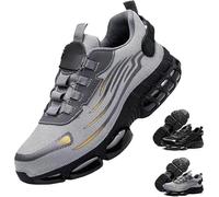 Ximlc Evontura Steel Toe Shoes, Rotating Button Power Trainers, Indestructible Steel Toe Sneakers, Smash Stab Resistant Work Safety Shoes Unisex(Grey,36)
