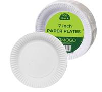 XIMOGO 7inch-Pack of 100-Paper Plates-Disposable Plates-Heavy Duty White Plates - Biodegradeable Tableware-Premium Quality Plates for Hot and Cold Food Ideal for Birthdays,Weddings&Outdoor Parties