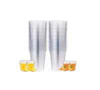 XIMOGO Small Clear Plastic Cups, 70z100 Pack 180ml Heavy Weight (2.5 gram per pcs) Disposable Cocktail Glasses, Premium Drinking Cups for Cold Drinks, Parties, Travel & Camping.
