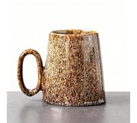Ximoryn Vintage Gradient Glaze Ceramic Mug, 400ml Large Capacity Handled Cup for Coffee/Tea, Artistic Home Drinkware (White to Gold Fade)