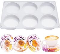 XIMUHO Resin Coaster Molds, 6-Cavity Deep Round Silicone Molds for Epoxy Resin, Large DIY Coasters Resin for Art Gifts Home Decoration