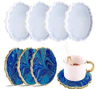 XIMUHO Resin Moulds Silicone, 4 Pcs Geode Agate DIY Epoxy Casting Molds for Making Faux Agate Slices, Coasters, Art Craft Decoration