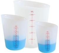 XIMUHO Silicone Measuring Cups, 250/500ml Silicone Measures Jugs, Non Stick Mixing Cups with Scale for Handmade Craft Epoxy Resin Casting Molds Art Waxing Kitchen 3PCS