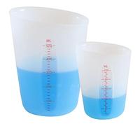 XIMUHO Silicone Measuring Cups, 250/500ml Silicone Measures Jugs, Non Stick Mixing Cups with Scale for Handmade Craft Epoxy Resin Casting Molds Art Waxing Kitchen 2PCS