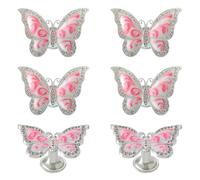 Xinally Butterfly Cabinet Knobs,6 Pieces Butterfly Knobs Single Hole Pulls Handles Decorative Door Cabinet Drawer Cupboard Furniture Door Wardrobe (Pink)