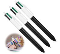 xinanalya 4 Colour Grip Pro Biro Pen, 3 Pack Smooth Writing Multi Pen with 1.0mm Medium Point, Retractable Multicolour Pens with Comfortable Grip and Clip for Students and Professionals