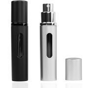 xinanalya Perfume Atomiser, 2PCS Perfume Travel Bottle Refillable Leak-Proof Mini Atomiser Spray Bottle with Fill Window for Women and Men (Matte Black & Matte Silver)