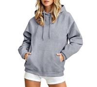 Xinaroue Hoodies for Women Uk Unisex Long Sleeve Hooded Sweatshirts | Ladies Oversized Fleece Plain Pullover Hooded Jumper with Kangaroo Pocket Autumn Winter Trendy Casual Sport Couple Hoodies