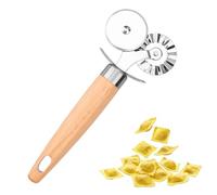 XINBADA Pastry Double Cutter Wheel - Exquisite Wooden Handle, Perfect for Pasta, Pizza, Ravioli, Cookie Cutter - Enhance Your Culinary Artistry
