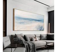 XINBAO 1pc Large Blue Ocean Beach Seascape Canvas Wall Art - Modern Contemporary Art Deco Style, Horizontal Coastal Painting(30x60cm/Frameless)