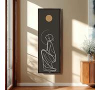 XINBAO Abstract Figure Wall Art, Tall Vertical Canvas Print, Simple White Line Drawing on Charcoal,Contemporary Minimalist Decor(60x180cm/Inner Frame)