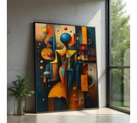 XINBAO Abstract Geometric Figure Canvas, Modern Art Wall Decor, Colorful Cubist Style Contemporary Painting Wall Art for Home(60x90cm/Inner frame)