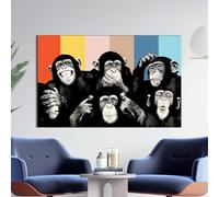 XINBAO Abstract Monkey Canvas Wall Art: Monkeys Painting, Home Decor ， Canvas Wall Pictures，Animals Posters Prints，Quotes Mural(50x70cm/Frameless)