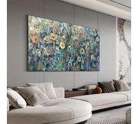 XINBAO Abstract Spring Flower Oil Painting on Canvas,Large Floral Colorful Landscape Texture Art for Living Room Wall Home Decor 70x140cm Frameless