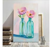 XINBAO Aesthetic Pink Flowers Painting Wall Art - Canvas Prints Poster, For Home, Office Wall Decor, Living Room Bedroom Decor 60x90cm Withframe