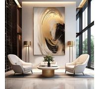 XINBAO Beige, Black, and Gold Modern Contemporary Abstract Wall Art Painting Canvas Mural Pictures Canvas Wall Pictures Photo 40x60cm Withframe