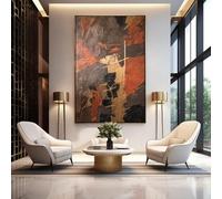 XINBAO Big Size Brown, Rust, and Gold Modern Contemporary Abstract Wall Art Painting Canvas Mural Pictures Canvas Wall Photo 60x80cm Frameless