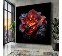 XINBAO Big Size Flower Canvas Wall Art, Red Flower Prints Posters Still Life Art Pictures for Living Room Home Decor Painting(65x65cm/Frameless)
