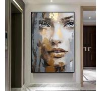 XINBAO Black and White Textured Painting Sleeping Beauty Face Painting Wall Art Living Room Canvas Wall Decor Posters and Prints 80x110cm Frameless