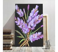 XINBAO Black & Purple Lavender Stem Print Wall Art - Canvas Prints Poster,For Home, Office Wall Decor, Living Room Bedroom Decor 30x45cm Frameless