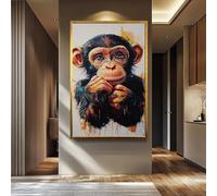 XINBAO Colorful Chimpanzee Canvas Wall Art Prints, Abstract Monkey Canvas Pictures, Animals Portrait for Home Decor Painting(21x30cm/Inner frame)