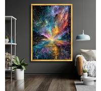 XINBAO Cosmic Explosion Canvas, Abstract Galaxy Wall Art, Digital Space Decor,Colorful Nebula Painting, Modern Home Wall Decor(30x40cm/Frameless)