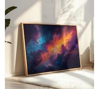 XINBAO Cosmic Nebula Canvas Wall Art | Vibrant Galaxy Cloud Abstract Painting | Colorful Universe Space Decor For Living Room(21x30cm/Inner frame)