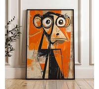 XINBAO Cubist Monkey Posters, Abstract Animals Wall Art, Graphic Primate Painting, Modern Orange Decor, Canvas Wall Pictures(70x100cm/Frameless)