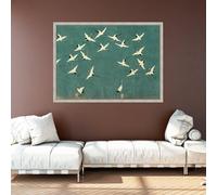 XINBAO Elegant Flying Cranes Canvas Wall Art, Japanese Nature Decor Canvas, Prints Posters Pictures for Living Room Home Decor(80x120cm/Inner frame)