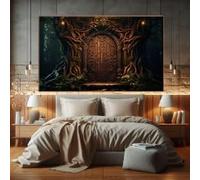 XINBAO Forest Door Canvas Wall Art, Mystical Tree Gate Fantasy Print, Secret Garden Decor, Woodland Artwork, Fantasy Painting(60x90cm/Inner frame)