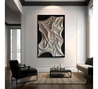 XINBAO Geometric Irregular White Wave Style Painting Canvas Wall Art 3d Textured Visual Minimalist Posters Prints For Home Decor Art 80x120cm Frameless