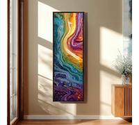 XINBAO Graffiti Canvas Art Painting, Vertical Rainbow Canvas, Tall Narrow Framed Print, Colorful Abstract Marble, Wall Decor(60x180cm/Inner Frame)
