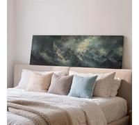 XINBAO Jagged Mountain Painting, Wide Panoramic Canvas Art, Long Narrow Framed Decor, Large size Moody Landscape, Dark Fantasy(55x110cm/Frameless)