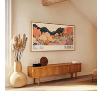 XINBAO Japanese Landscape Wall Art Panoramic Canvas Print Abstract Mountain Scene Yayoi Kusama Inspired Extra Large Home Decor(80x160cm/Inner Frame)