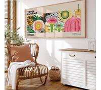 XINBAO Japanese Yayoi Kusama Inspired Exhibition Poster, Panoramic .Horizontal Bed Decor Narrow Horizontal Canvas Wall Art(90x180cm/Inner Frame)