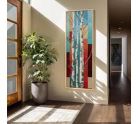 XINBAO Large Birch Tree Artwork Framed - Narrow Wall Art for Living Room - Abstract Nature Painting - Tall Vertical Canvas Art(60x180cm/Inner Frame)