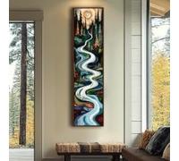 XINBAO Long Narrow Wall Art, Tall And Thin Canvas Wall Art, Tree Wall Art, Nature Wall Art, Vertical Wall Art,Mountain Wall Art(35x105cm/Inner Frame)