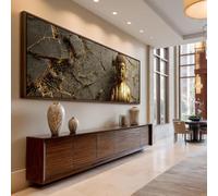 XINBAO Long Wide Buddha Canvas Art, Dark Narrow Horizontal Print, Zen Spiritual Wall Decor for Office, Hallway Bedroom Canvas(60x180cm/Inner Frame)