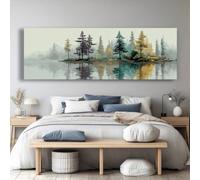 XINBAO Narrow Horizontal Nature Mountain Canvas Print, Wide Horizontal Abstract Nature Canvas Wall Art for Office, Rooms Halls(35x105cm/Frameless)