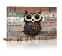 XINBAO Owl Coffee Beans Motivational Quotes Canvas Art Print, We Do Great Things Inspirational Home Wall Decor Animals Painting 60x80cm Withframe