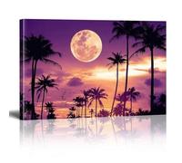 XINBAO Purple Night Scenery Moon Painting Canvas Art Prints Posters, For Modern Living Room Bathroom Bedroom Resort Beach House 30x45cm Withframe